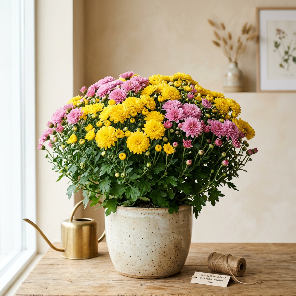 Moyen chrysanthème en pot, visuel d'illustration